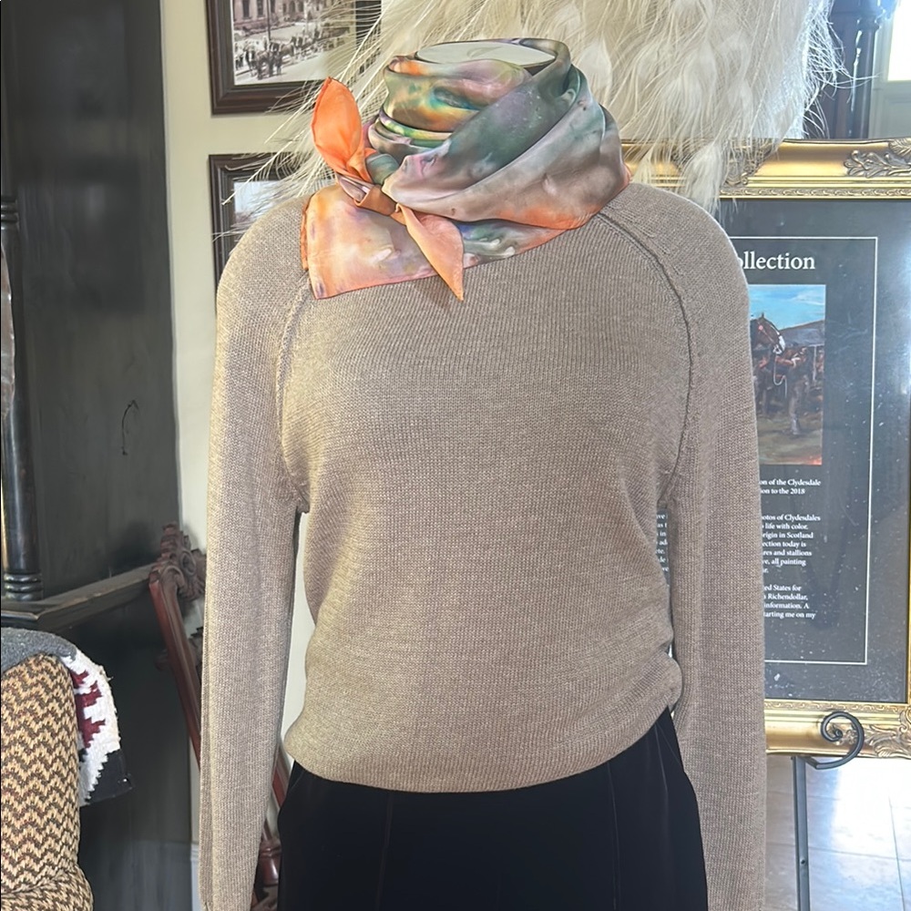 NWT Colour Eighteen Taupe Heather Sz S Mock Neck Elegant Sweater